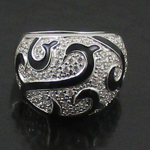 .93ct Absolute Black Enamel Swirl Ring